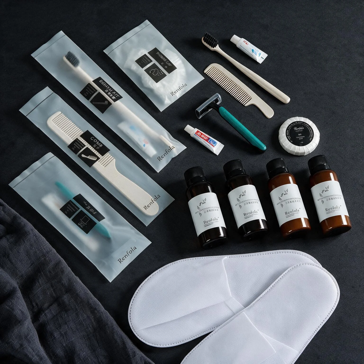 Renfola Frost Collection Complete Hotel Amenity Kit, Soft-Film Pouch