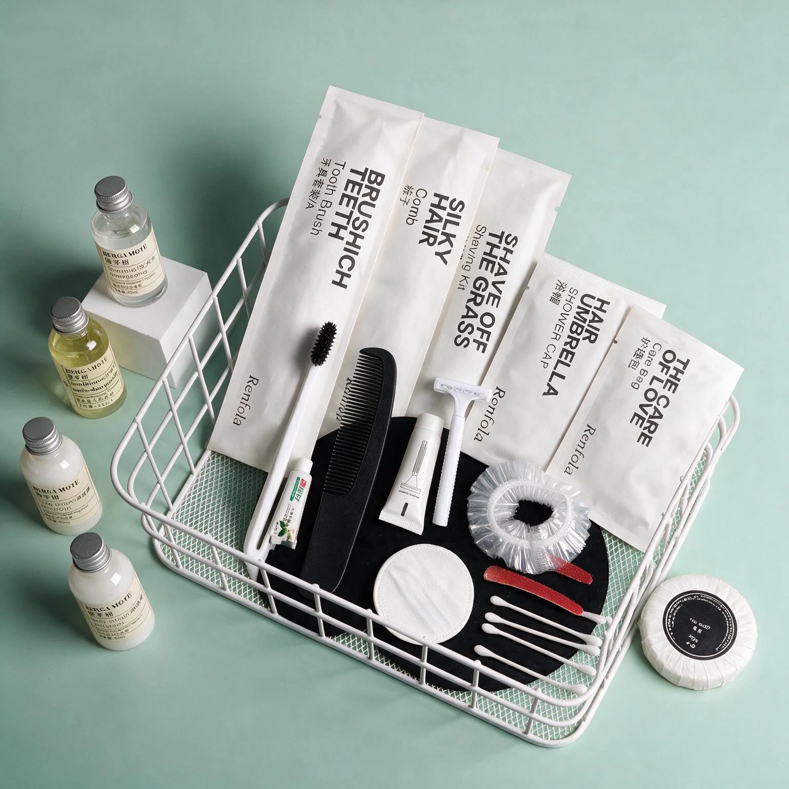Renfola Lithos Collection Complete Hotel Amenity Kit, Waterproof Stone Paper