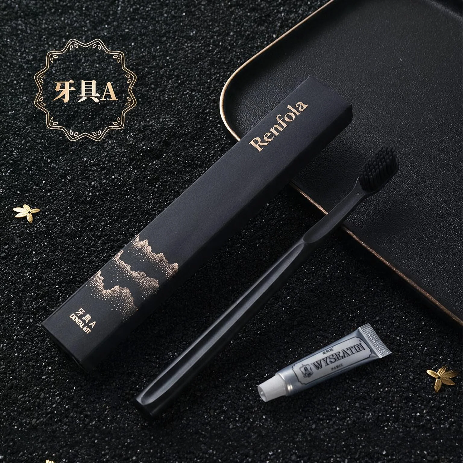 Renfola Onyx Collection Hotel Dental Kit, Black Handle with 5g Toothpaste