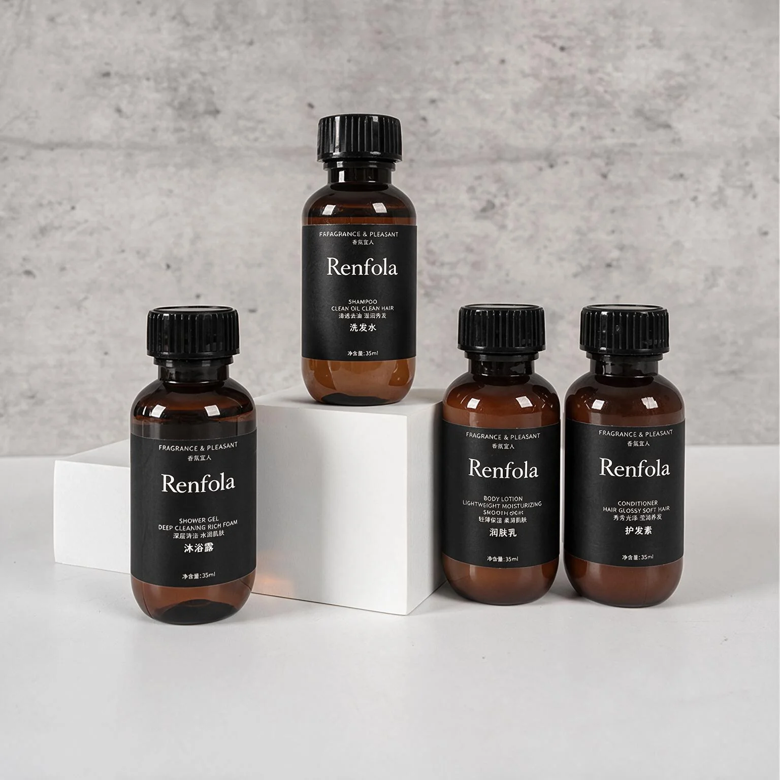 Renfola Floral Amber Hotel Toiletry Set, 4 x 35ml Amber Musk