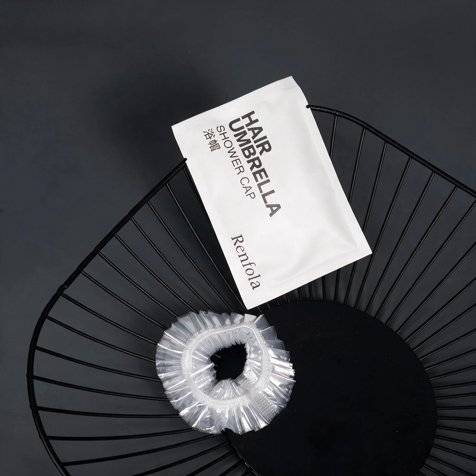 Renfola Lithos Collection Hotel Shower Cap, Clear Pleated