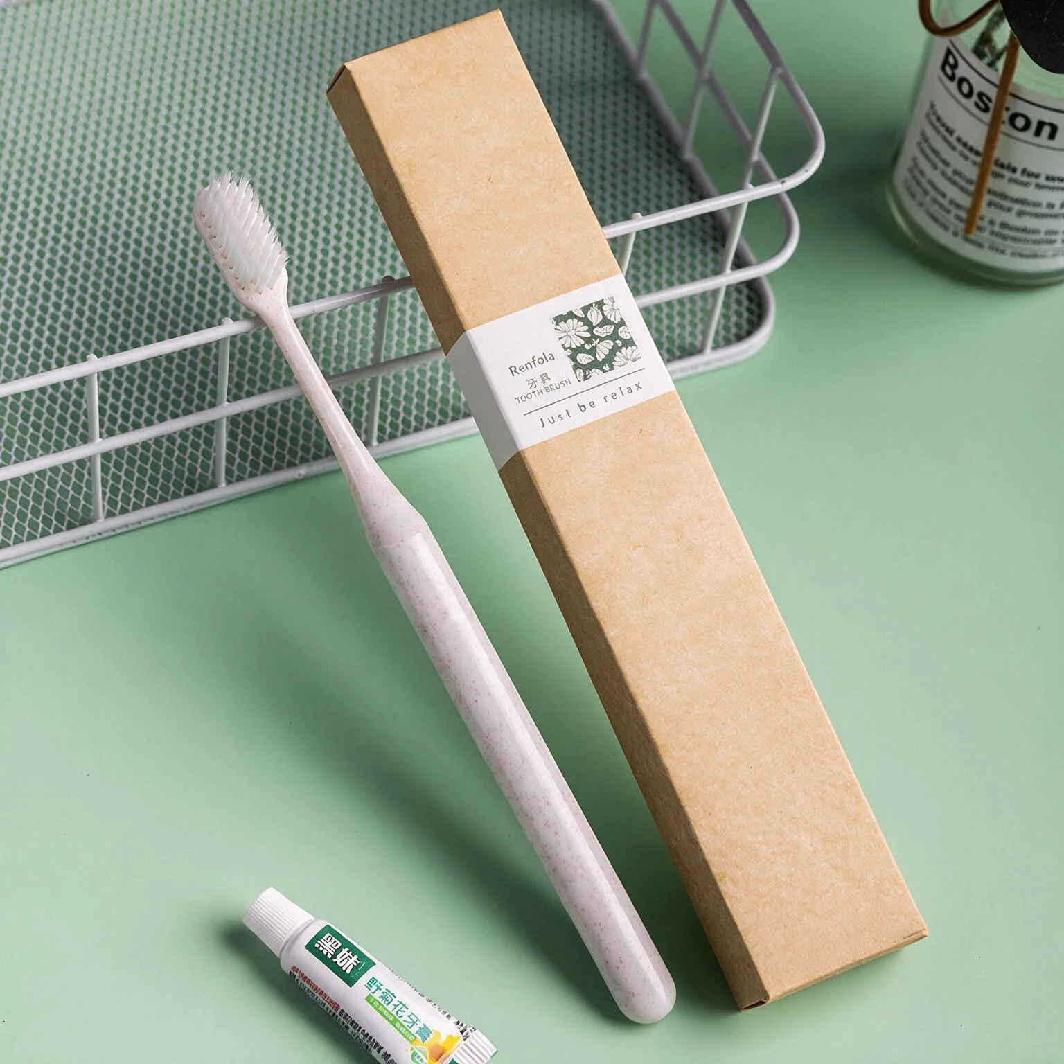 Renfola Canopy Collection Hotel Dental Kit, Natural Jade Handle with 3g Toothpaste