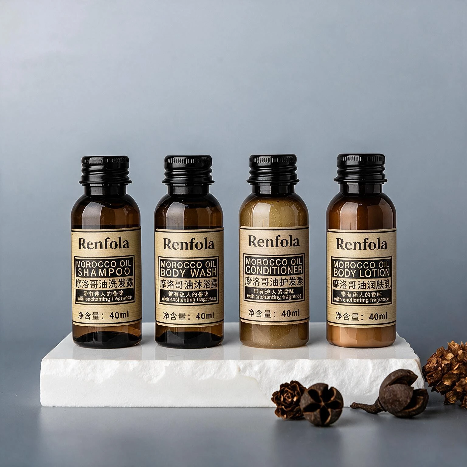 Renfola Morocco Oil Hotel Toiletry Set, 4x40ml Four-Piece