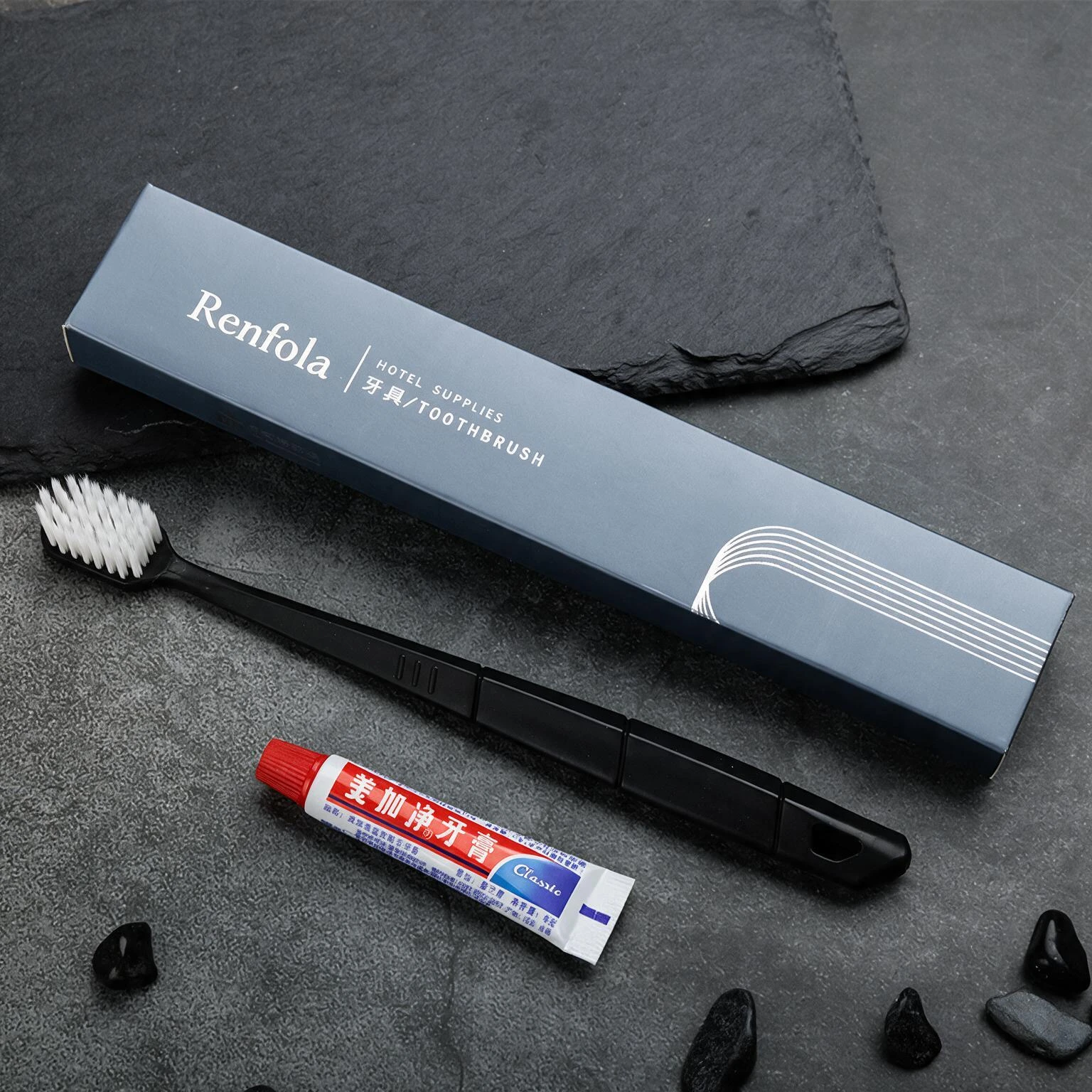 Renfola Sterling Collection Hotel Dental Kit, Black Handle with 3g Toothpaste