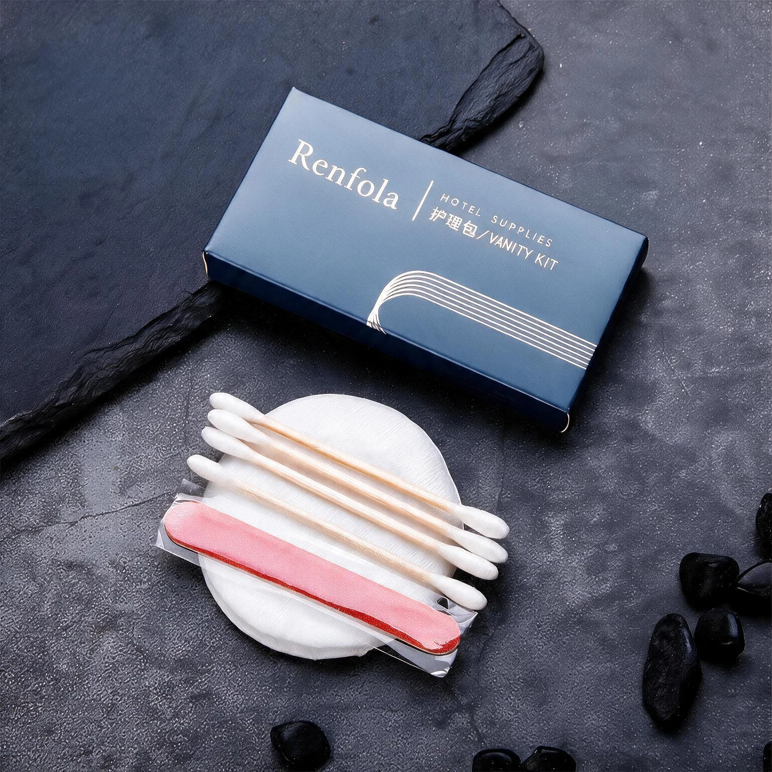 Renfola Sterling Collection Hotel Vanity Kit, 7 Pieces with Wood-Stem Buds