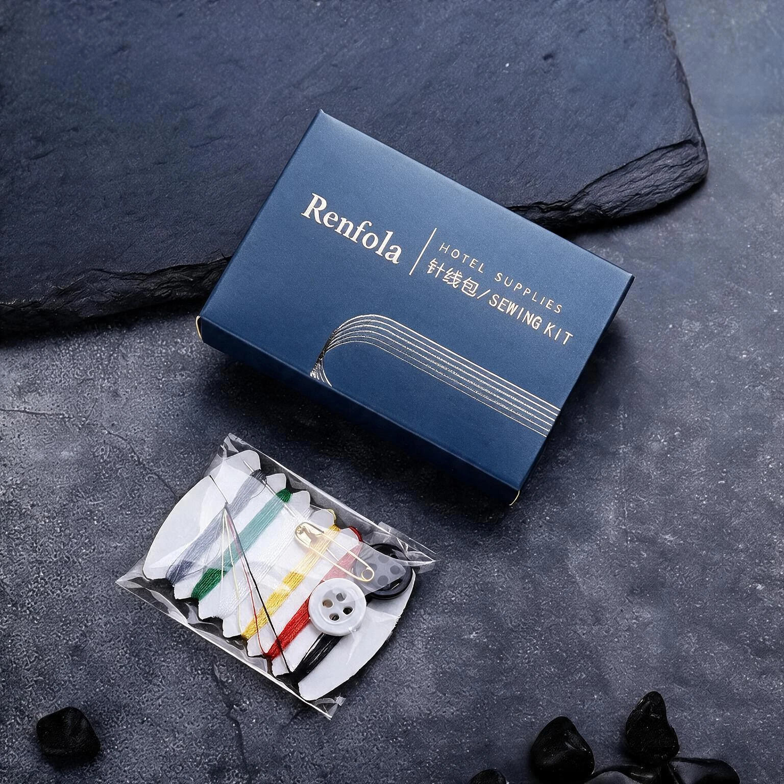 Renfola Sterling Collection Hotel Sewing Kit, 6 Threads with 2 Buttons