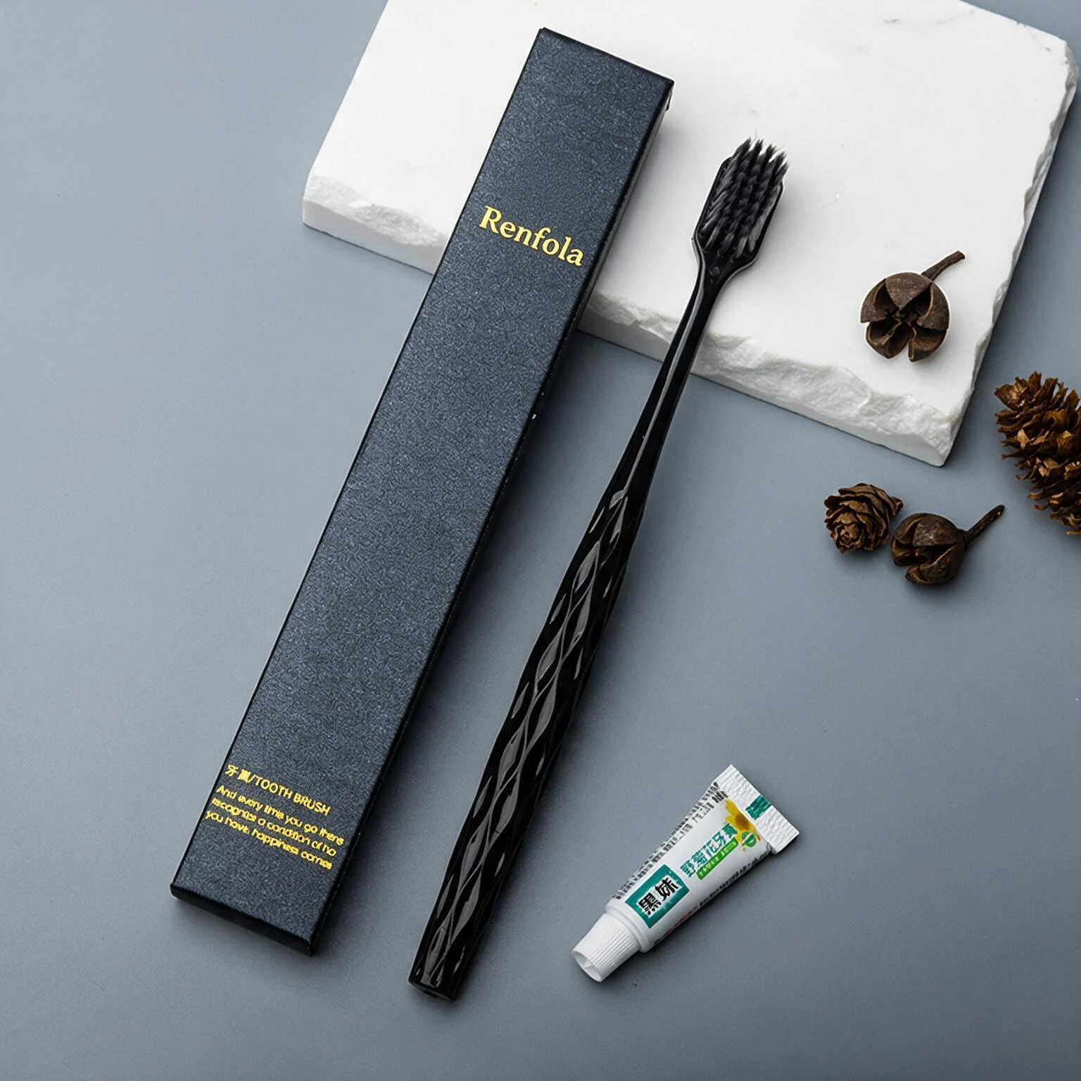 Renfola Marrakesh Collection Hotel Dental Kit, Meteorite Black Handle with 3g Toothpaste
