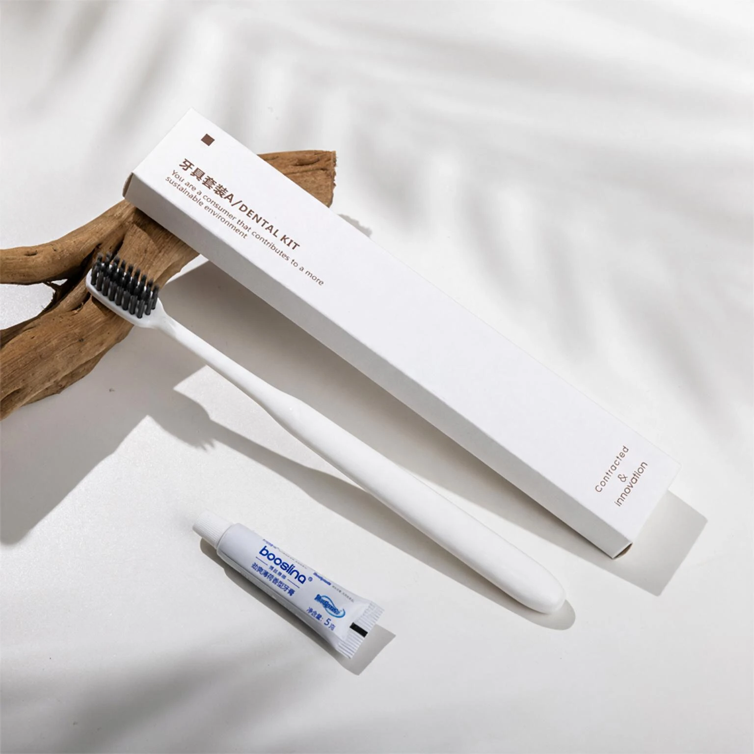 Renfola Terra Collection Hotel Dental Kit, White Ribbon Handle with 5g Toothpaste
