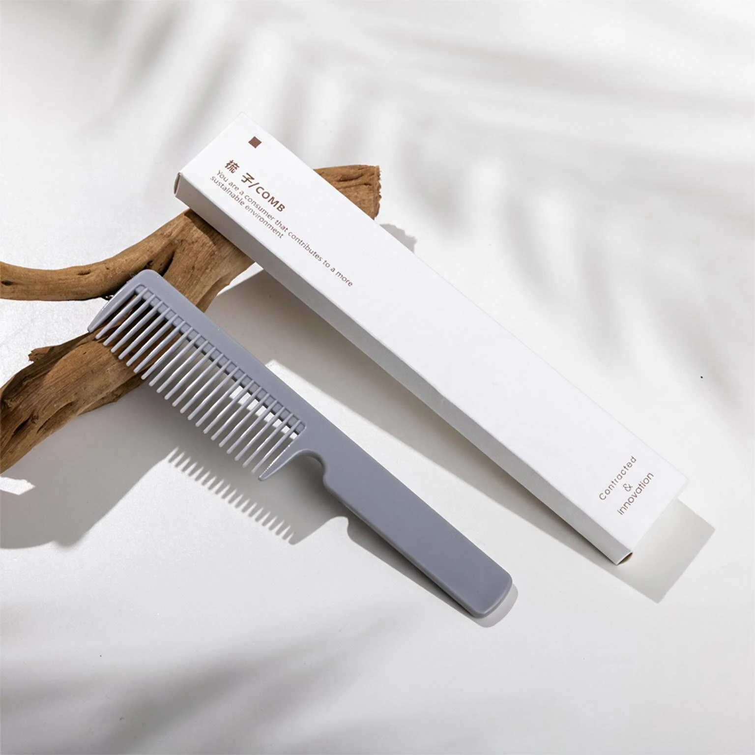 Renfola Terra Collection Hotel Comb, Grey Styling Comb with Two Tooth Widths