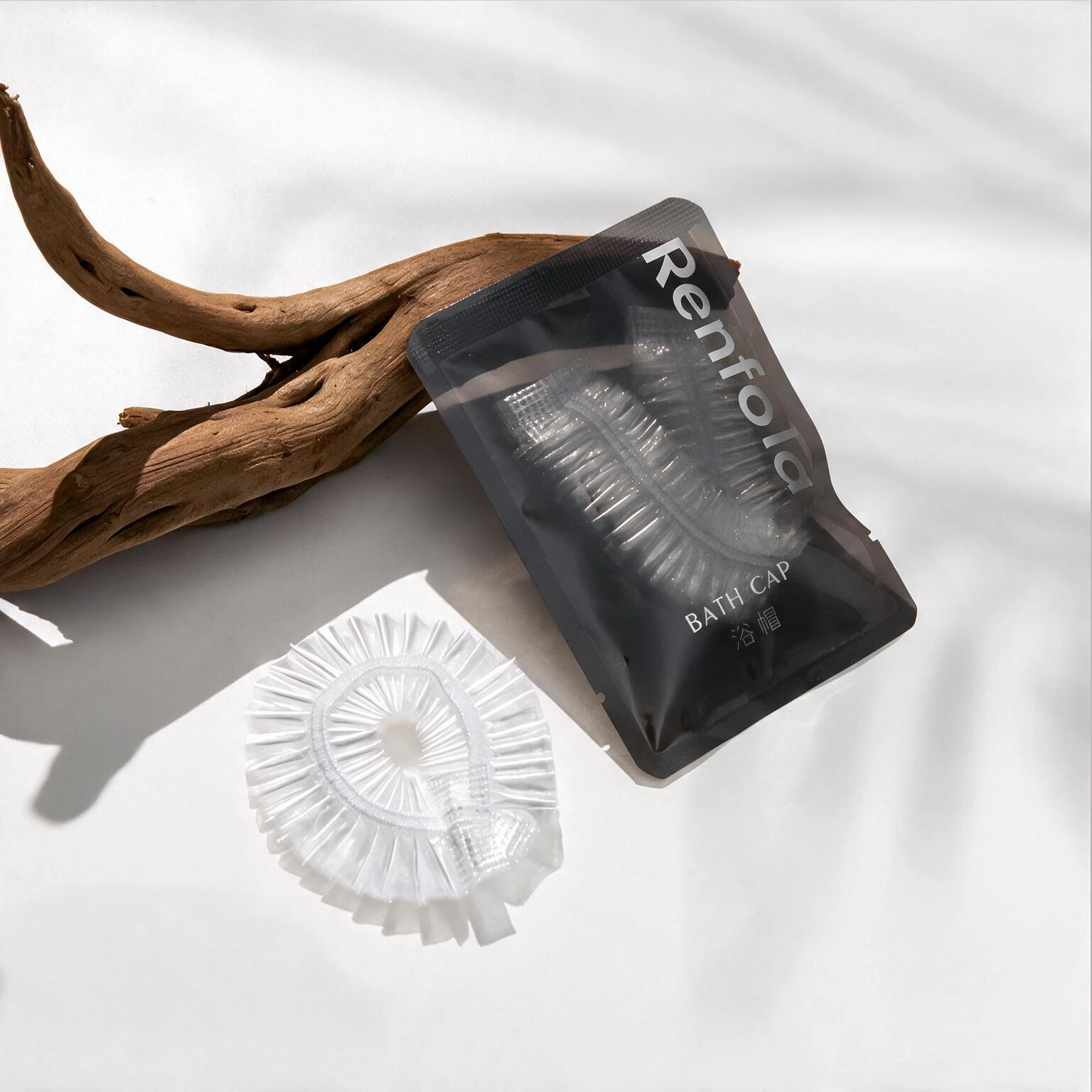 Renfola Juniper Collection Hotel Shower Cap, Clear Pleated