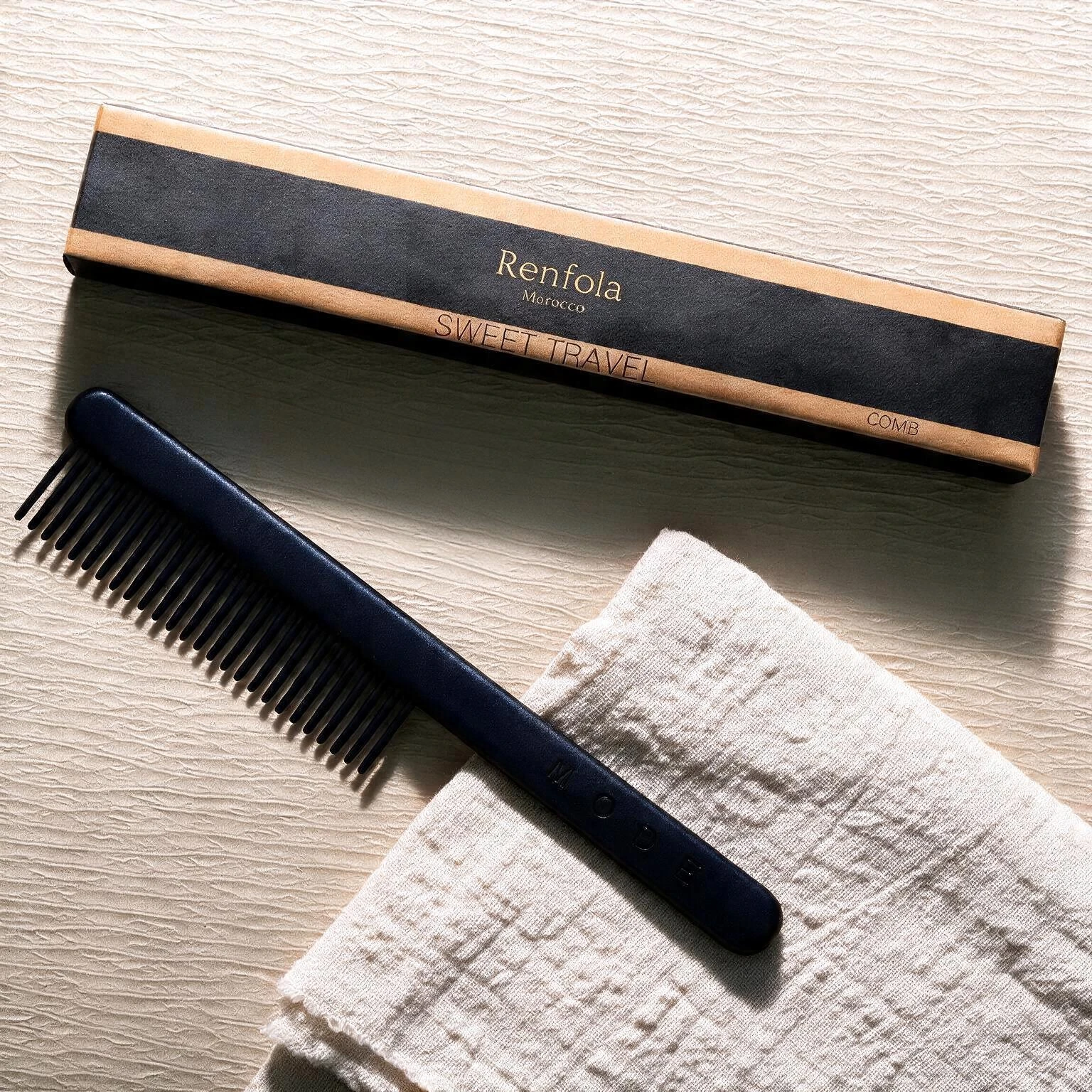 Renfola Ardenne Collection Hotel Comb, Black Wide-Tooth with Rounded Handle