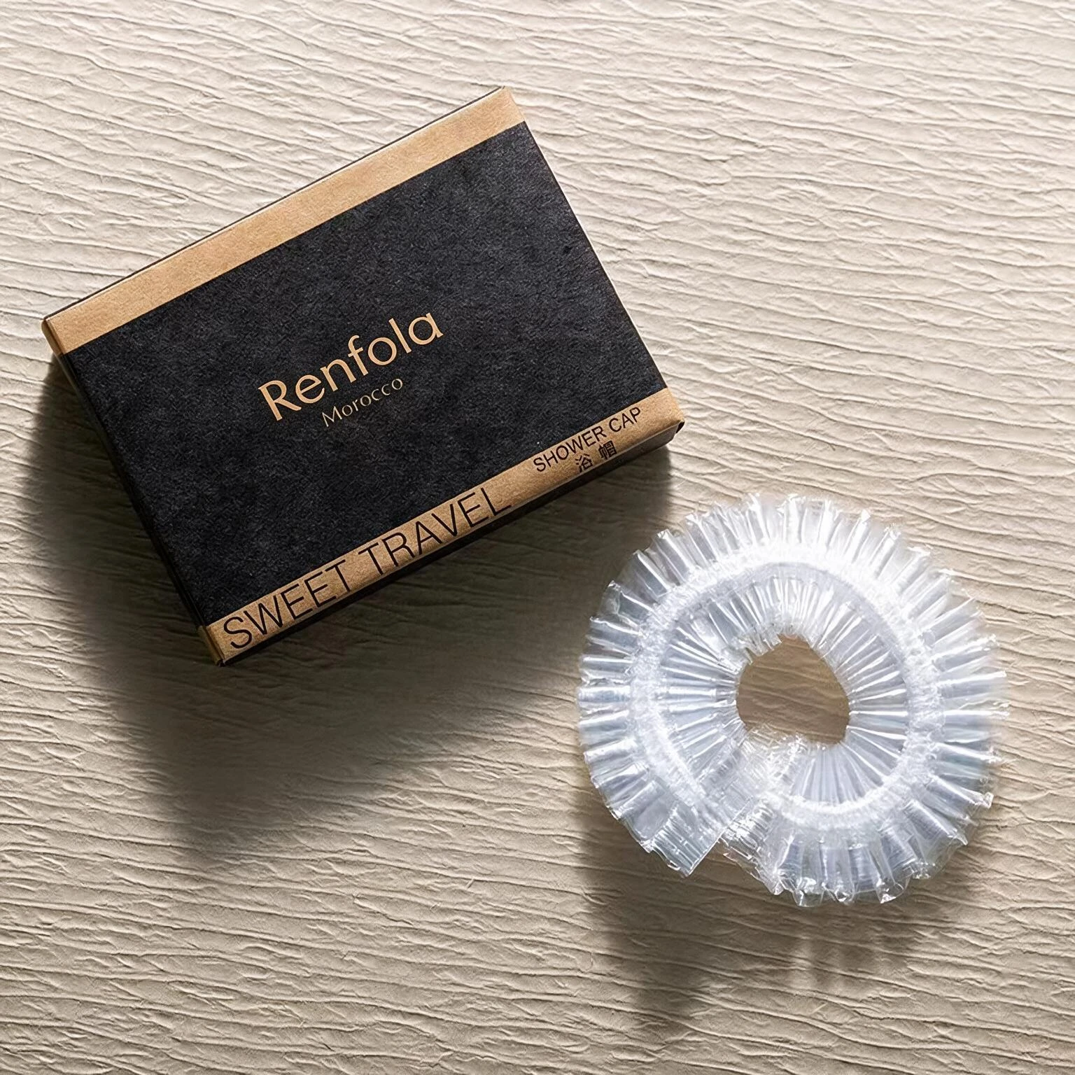 Renfola Ardenne Collection Hotel Shower Cap, Clear Pleated in Kraft Box
