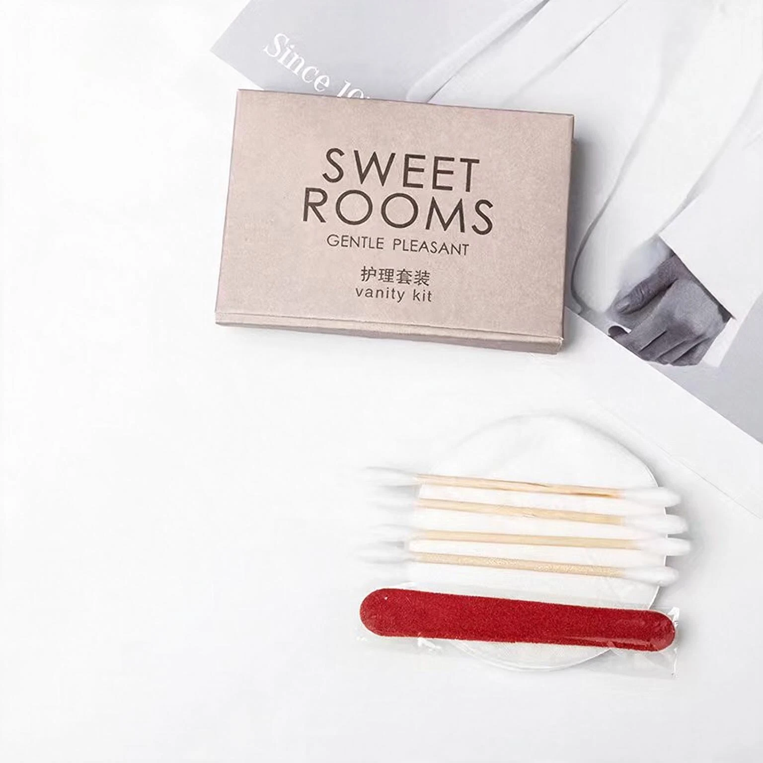Renfola Maison Collection Hotel Vanity Kit, 7 Pieces with Wood-Stem Buds