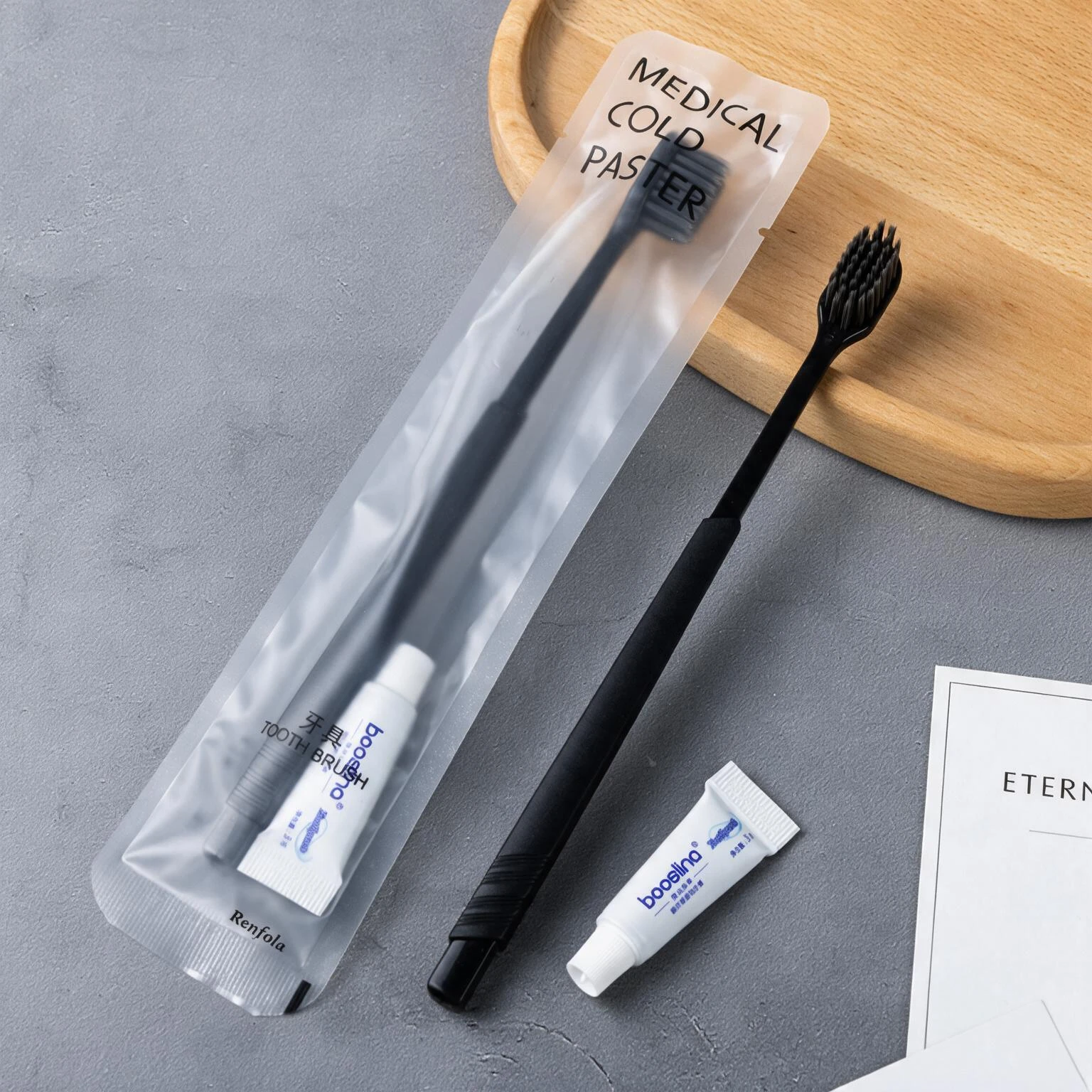 Renfola Aegis Collection Hotel Dental Kit, Bamboo-Segment Handle with Grey Filament
