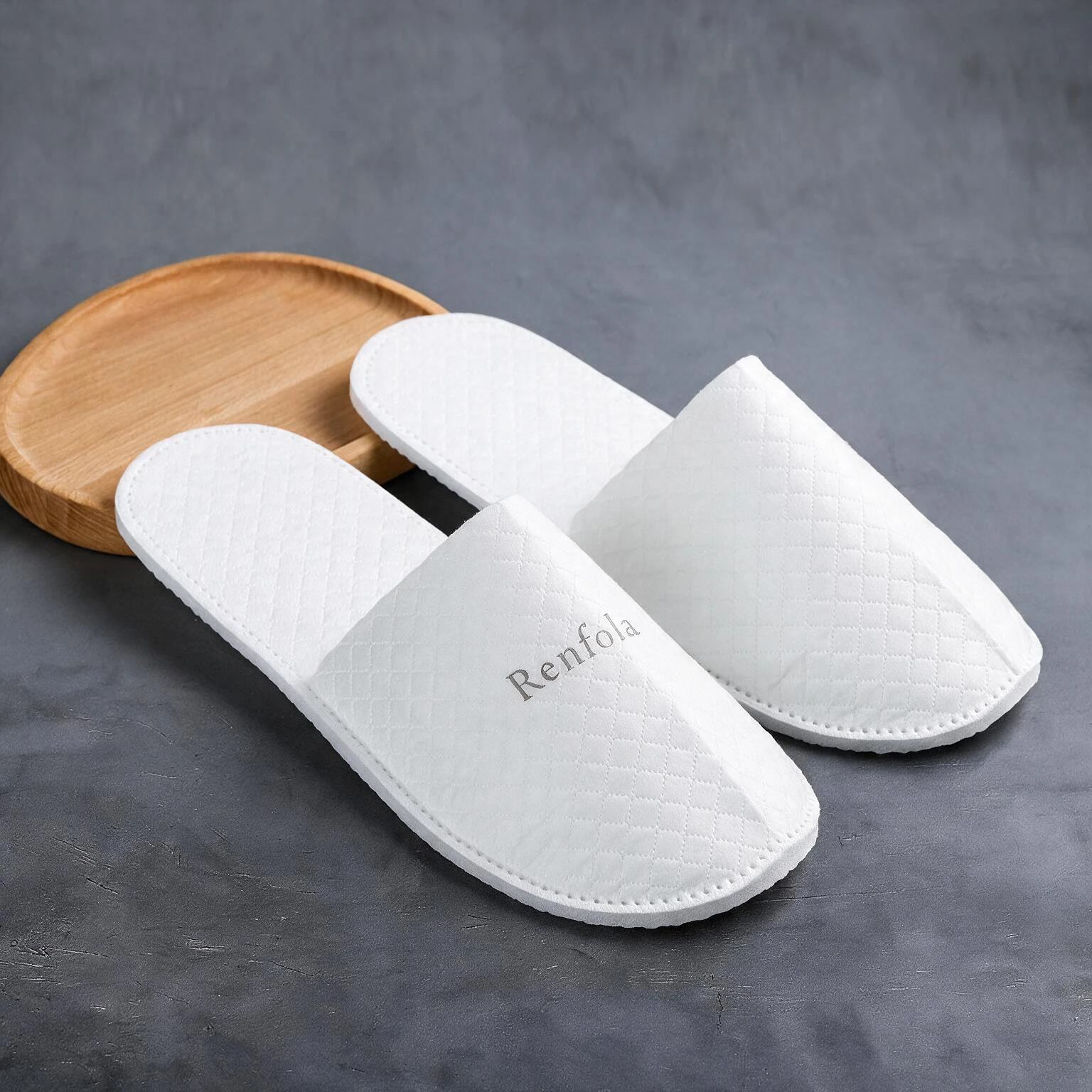 Renfola Aegis Collection Hotel Slippers, White One-Piece Moulded EPE Foam