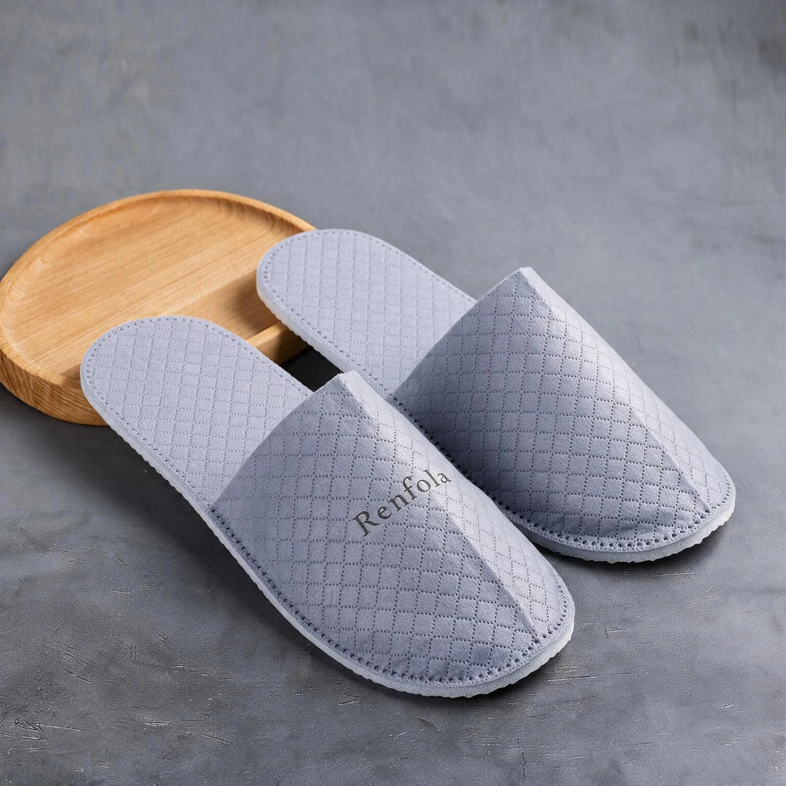 Renfola Aegis Collection Hotel Slippers, Grey One-Piece Moulded EPE Foam